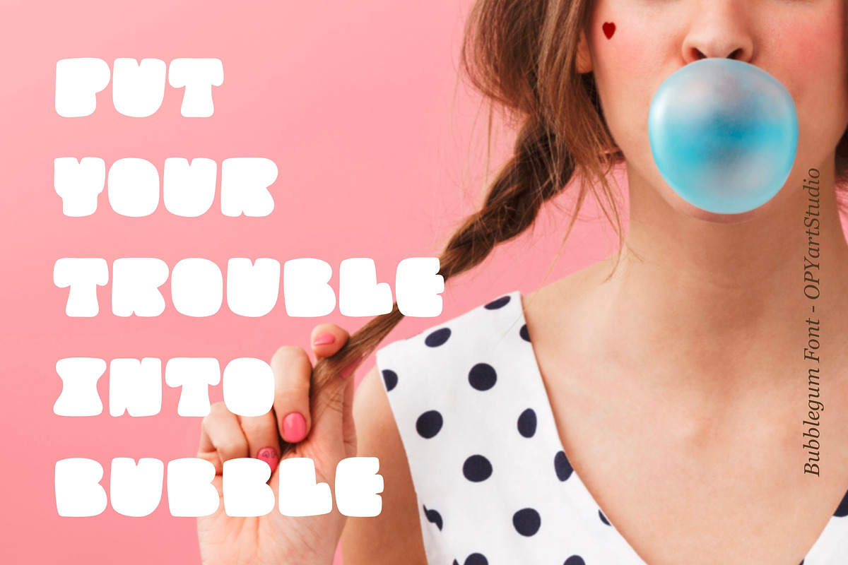 BubbleGum - Creative Display Font, a Font by OPY ArtStudio (Photo 5 of 6)