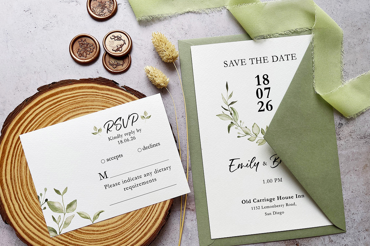 Minimalist Greenery Wedding Suite preview 4