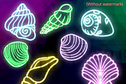 Neon Ocean Doodle Clipart PNG, a Decorative Illustration by Lenninator Digital (Thumbnail 2 of 7)