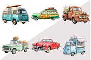 Watercolor Vintage Cars Clipart, an Illustration by Design Market (Thumbnail 2 of 3)