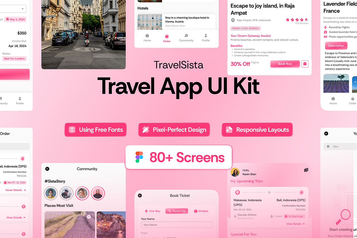 Travel Sista - Travel App UI Kits, an UI Kit Template by Semusim Visual (Photo 1 of 8)