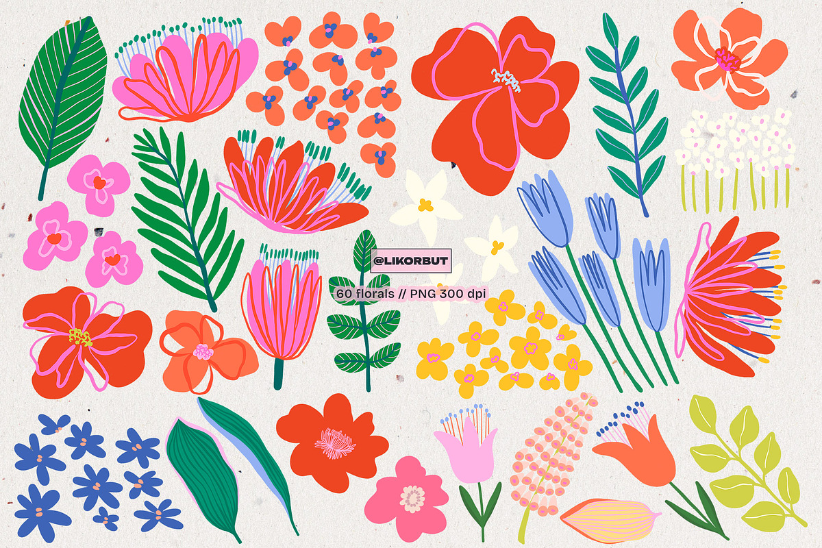 Flower Market Naive Abstract Blooms, a Decorative Illustration by likorbut (Photo 2 of 12)