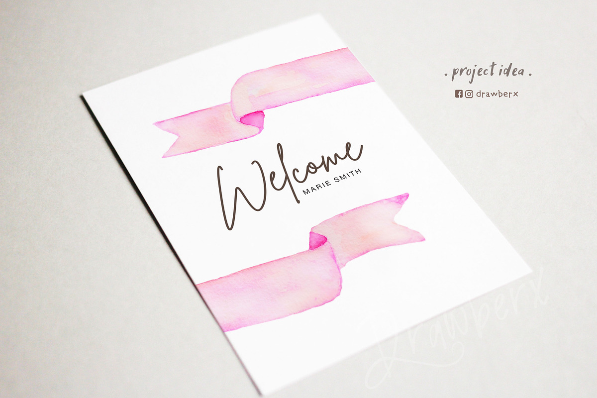 Watercolor Banner pink purple 094, a Graphic by Drawberx (Photo 5 of 6)
