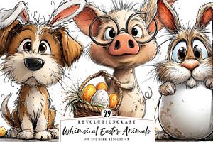 Whimsical Easter Animals Clipart PNG, an Illustration by OK Design