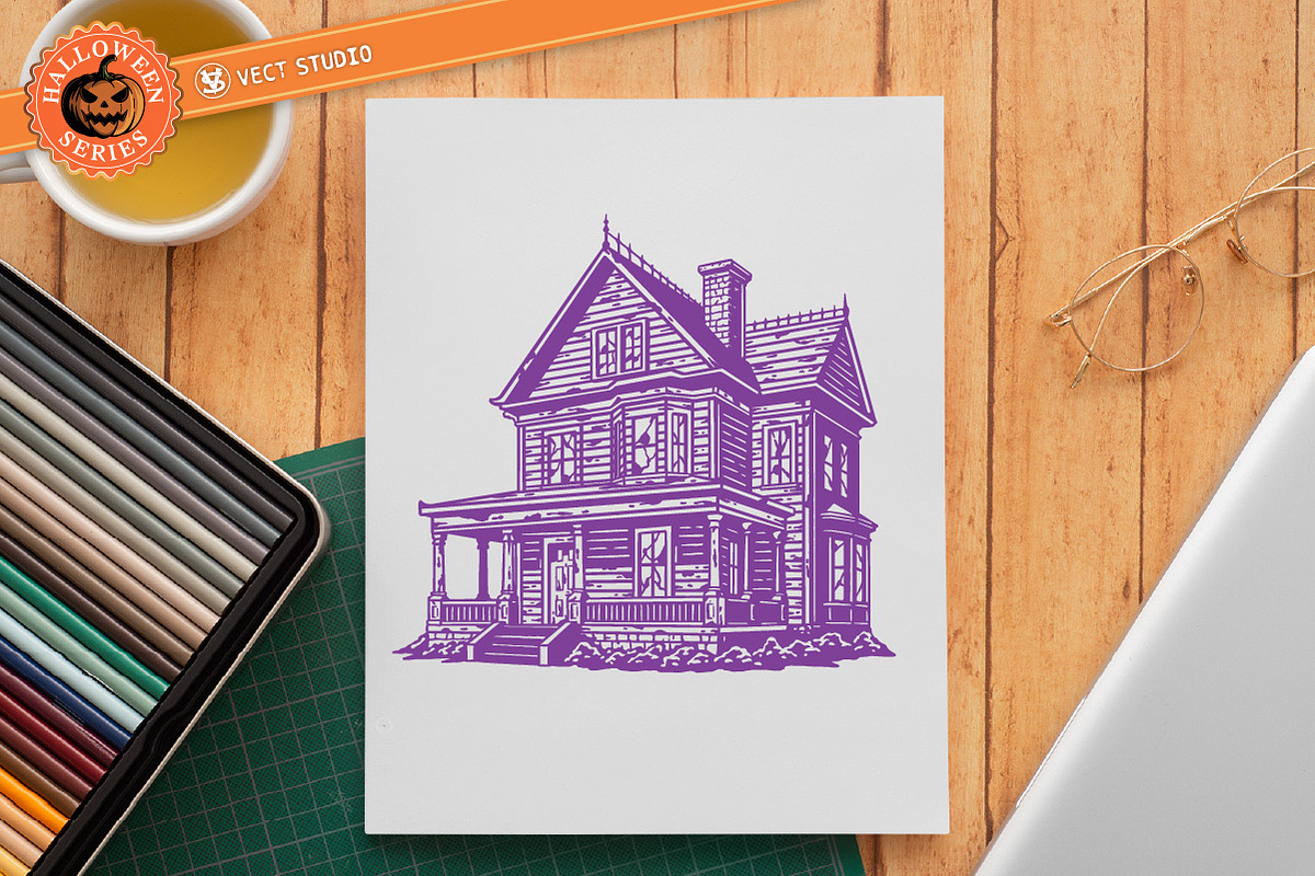 9 Haunted House Stamp Brushes, a Brush Add-On by vectstudio (Photo 6 of 10)