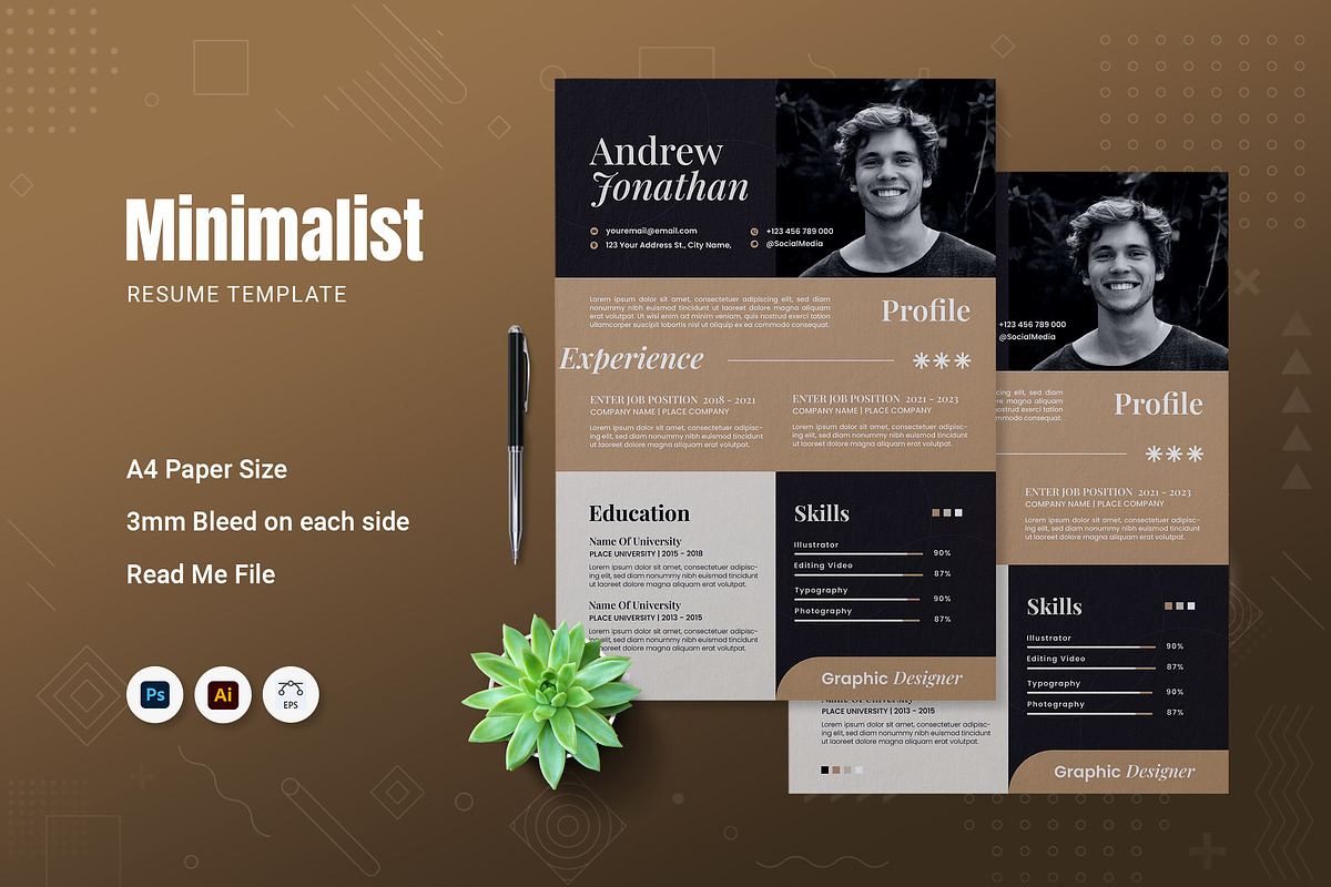 Minimalist Aesthetic Resume, a Resume Template by Fannan Studio (Photo 1 of 2)