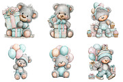 Whimsical birthday teddy bear clipar, an Illustration by SinaCreation (Thumbnail 4 of 11)