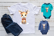 Watercolor Christmas Deer. Set., an Animal Illustration by KENO Mascots (Thumbnail 5 of 6)
