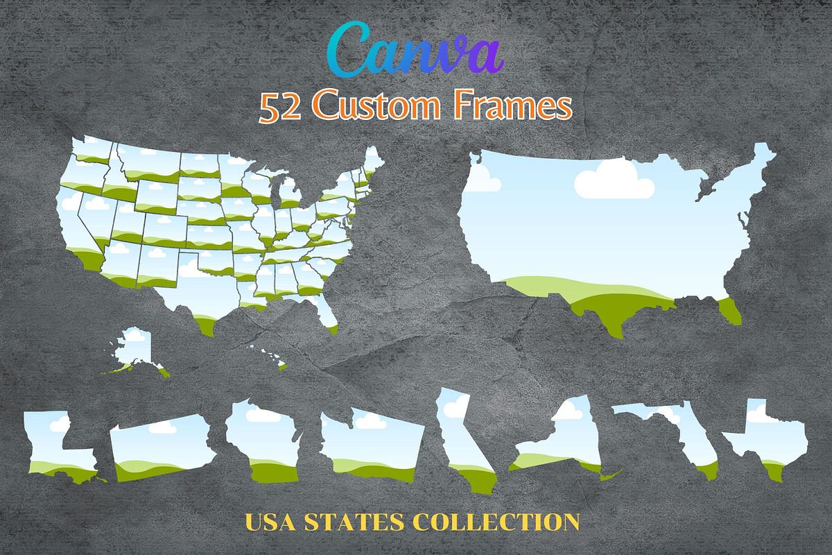 52 Canva Frames of USA States & USA, a Templates & Theme by Adalin Shop (Photo 1 of 8)