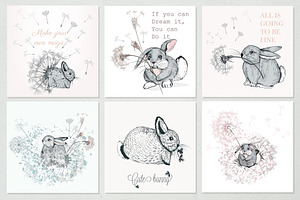 Pretty Bunnies Vector Illustrations