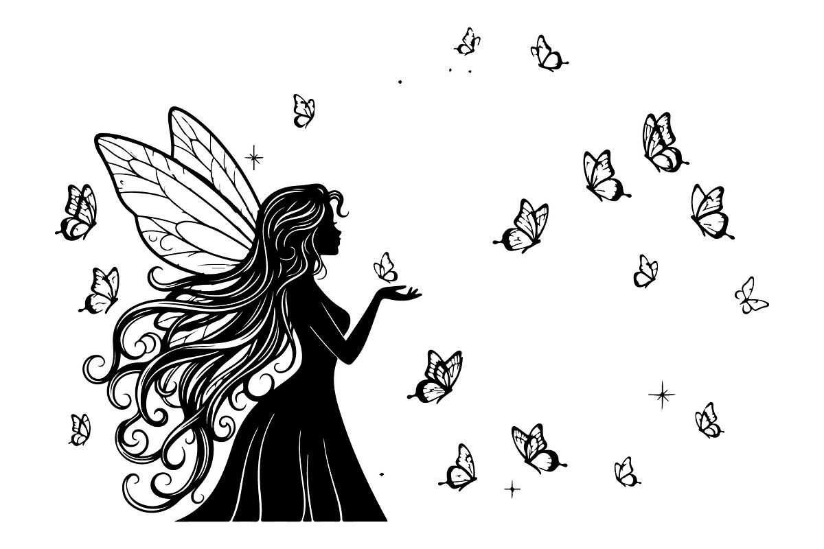 Fairy Moon Butterfly Silhouette, an Object Illustration by Gaye Art (Photo 28 of 31)