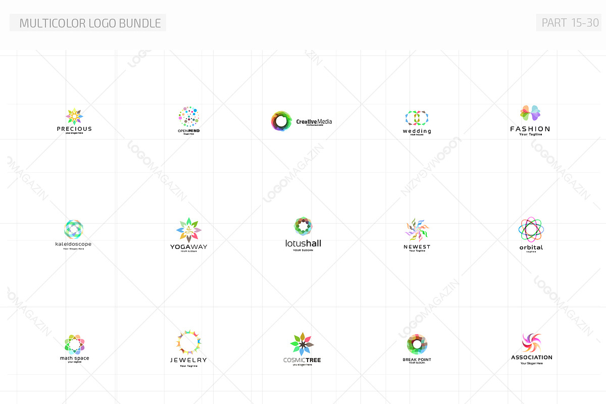 45 Multicolor Logos Bundle, a Branding & Logo Template by LogoBuy (Photo 3 of 25)