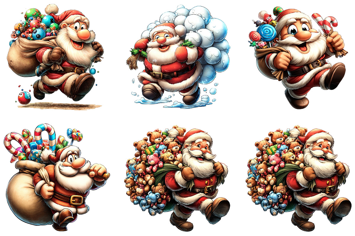 Funny Santa's Happy Haul Clipart, an Illustration by DreamArtGraphic (Photo 3 of 5)