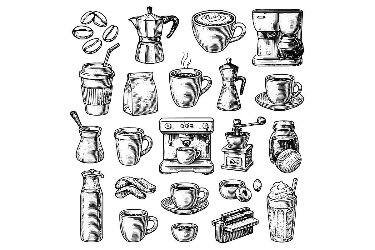 Coffee Maker and Cup Illustration, an Object Graphic by RT Studio