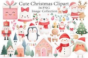 Watercolor Christmas Clipart PNG, an Illustration by Dream Creation
