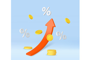 3d Interest Rates and Profit Growth, a Finance Illustration by ModVector