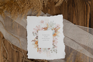 Watercolor Autumn Floral Animal Set