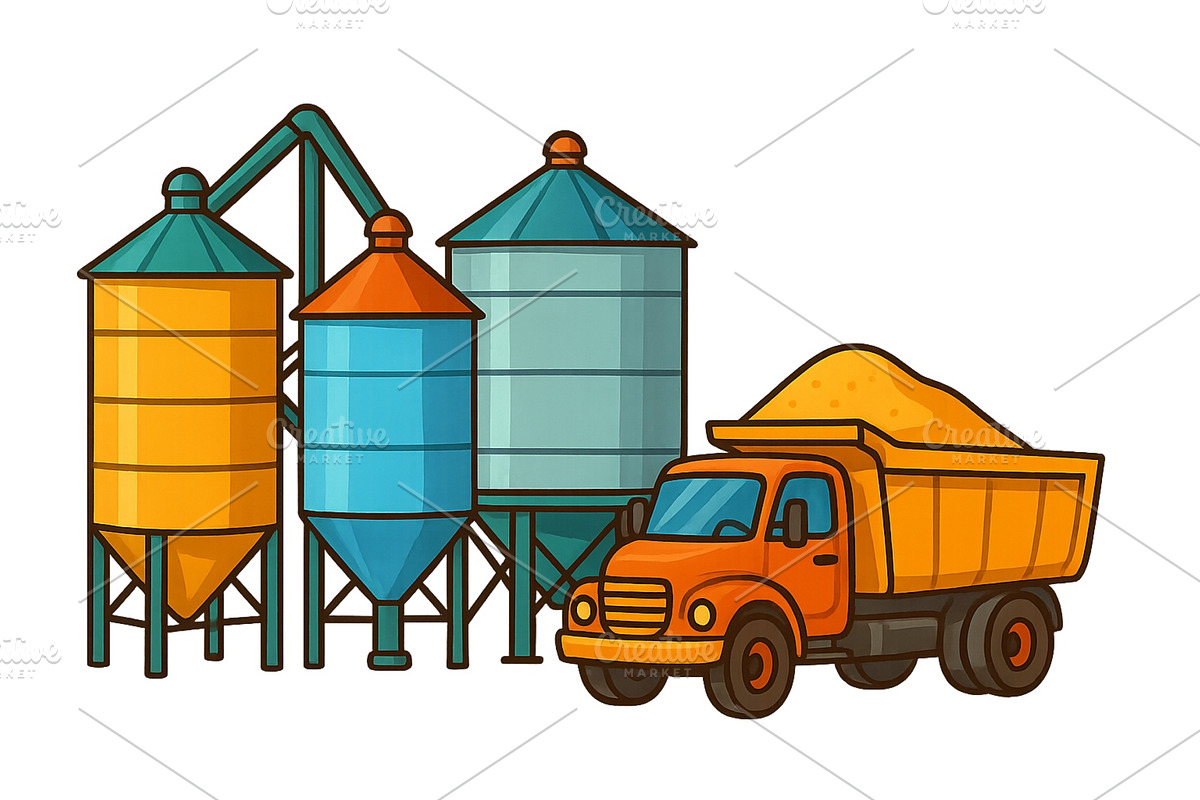 Construction site with orange truck, an Illustration by ZinetroN