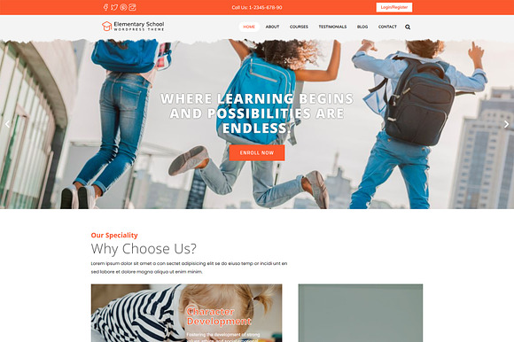 Elementary School WordPress Template preview 7