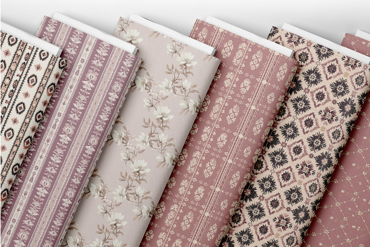 6 seamless pattern:Dusty Rose Ethnic, a Pattern Graphic by StudioCitra (Photo 4 of 10)