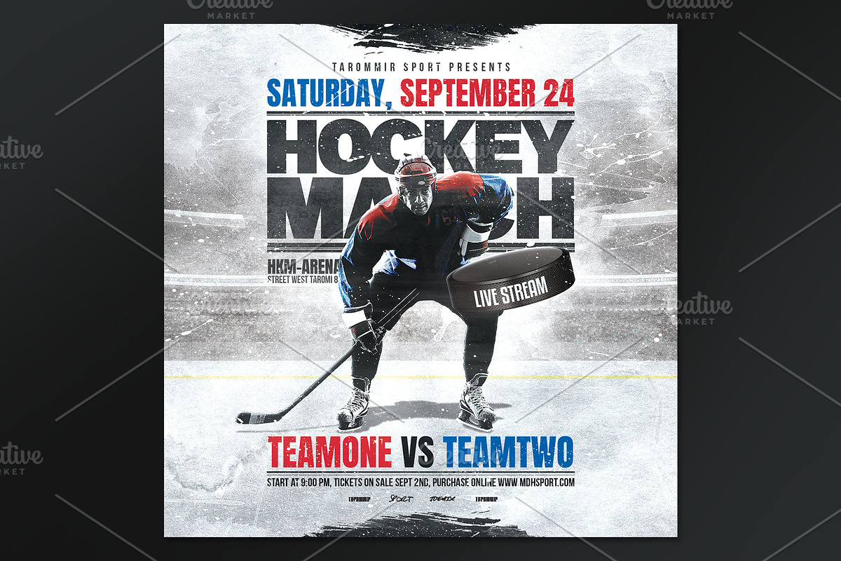 3 Hockey Flyer Bundle Vol 1, a Flyer Template by Tarommir (Photo 4 of 7)