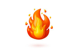 Fire flame 3d isolated element, an Illustration by Valerie Bodnar