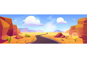 Canyon Desert Landscape With Road