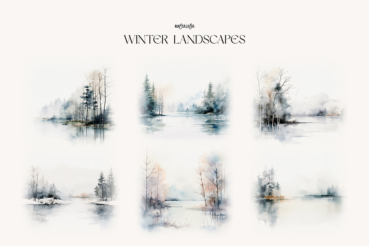 -30% Watercolor Winter Scene Clipart, a Seasonal Illustration by bloomscape (Photo 9 of 10)