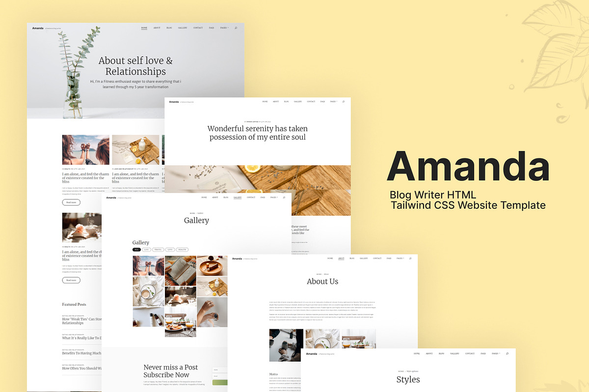 Amanda - Lifestyle Blog Tailwind CSS, a HTML Template by TemplatesJungle