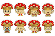 Mushroom Mascot Vector Pack, an Illustration by MEDZ (Thumbnail 1 of 5)