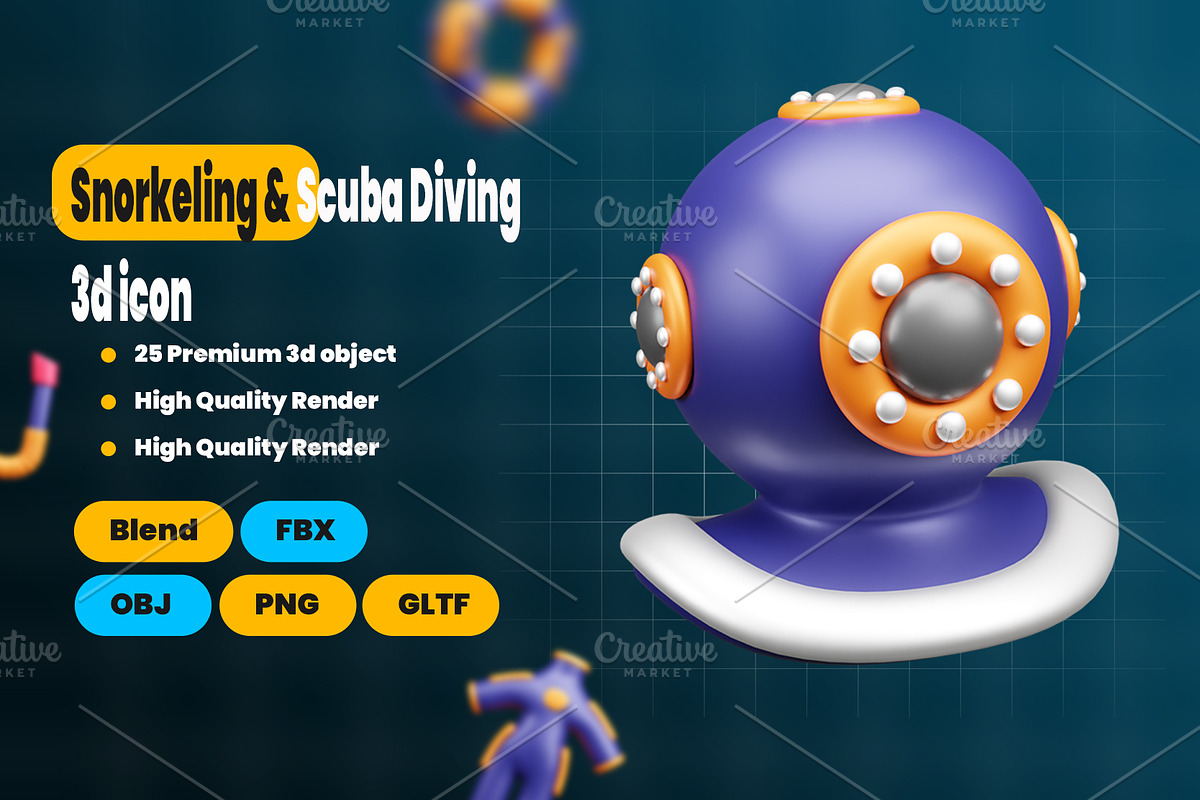 Snorkeling & Scuba Diving 3d Icon, an Object 3D Model by Ui Stock (Photo 2 of 6)