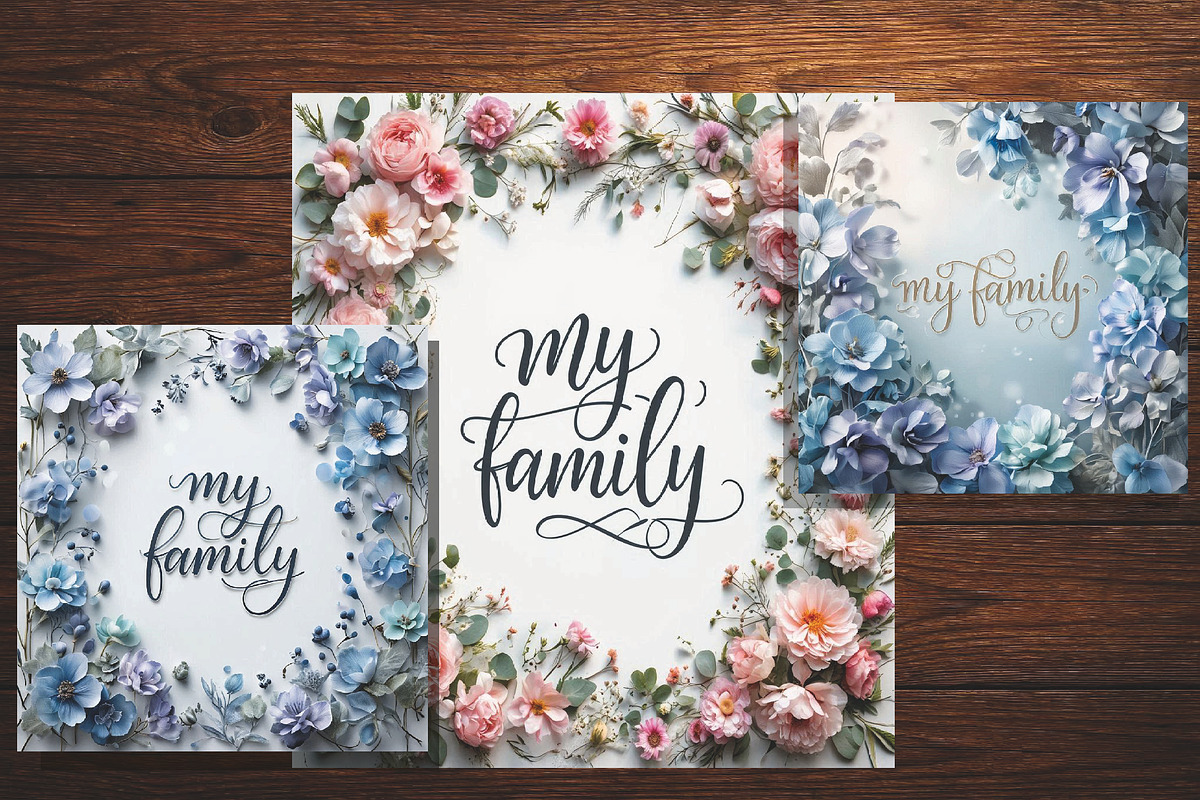 Floral “My Family” Wall Art Set – 3, an Illustration by Lesia.kabakova (Photo 2 of 5)