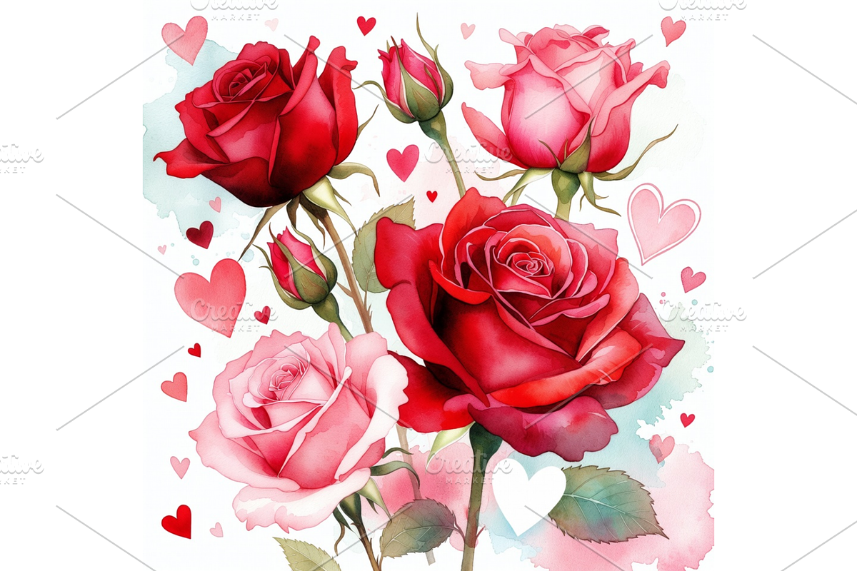 Whimsical Roses Valentine clipart, a Seasonal Illustration by Creative design (Photo 7 of 7)