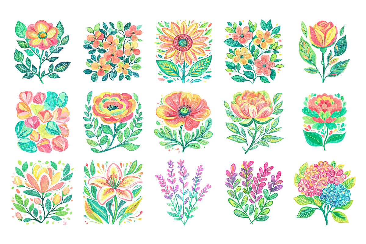 Floral Clipart Set, an Illustration by Daily.Designs (Photo 2 of 3)