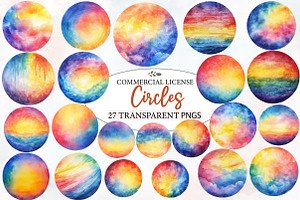 Rainbow Pastel Watercolor Circles, an Illustration by Designworld