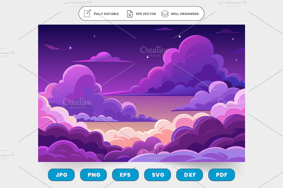 Fluffy clouds drifting lazily in a p, a Graphic by SaroStock