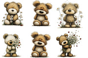 Whimsical Spring Teddy Bear Clipart, an Illustration by Designking (Thumbnail 6 of 7)