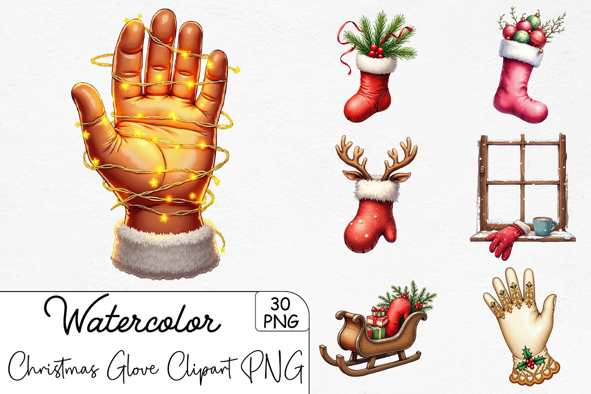 Christmas Glove Sublimation Clipart, an Illustration by CrexoraLab (Photo 1 of 5)