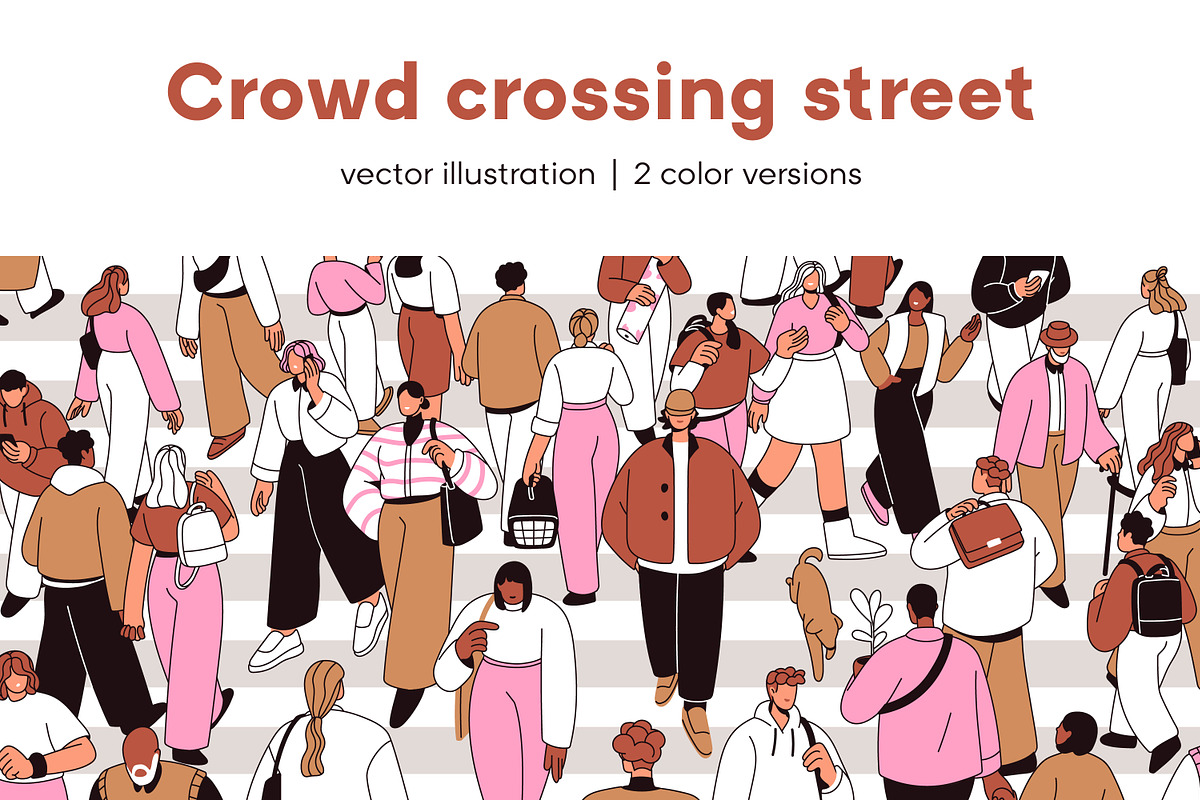 People crowd on city crosswalk, a Person Illustration by Good Studio (Photo 1 of 3)