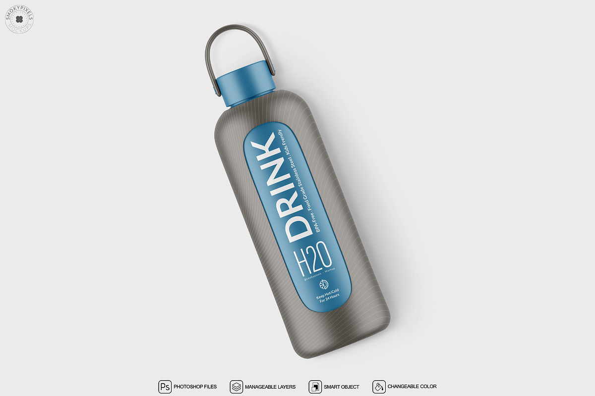 Insulated Water Bottle Mockup, a Product Mockup by SmokyPixels (Photo 4 of 7)