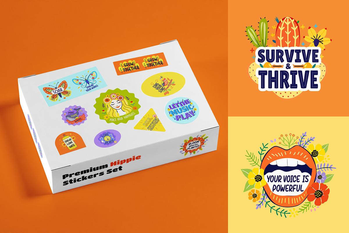 Hippie Stickers, an Emoji Icon by Brickclay (Photo 3 of 9)