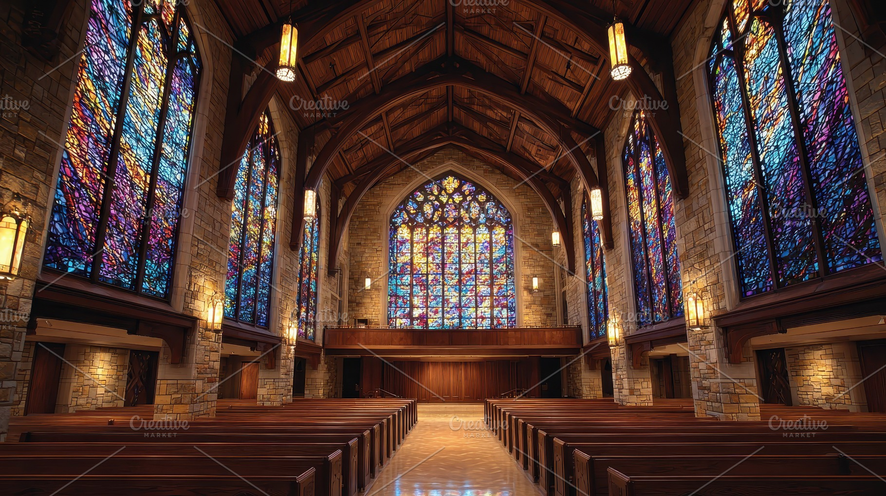 Beautiful church interior showcasing, a Photo by Pavel_design