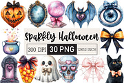 Coquette Sparkly Halloween Clipart, an Illustration by Black Bird Studio (Thumbnail 1 of 6)