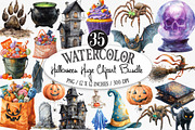 Watercolor Halloween Huge Clipart, an Illustration by Designking (Thumbnail 1 of 5)