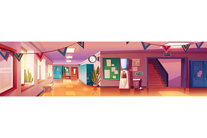 School hallway interior with, an Object Illustration by art PVP - market