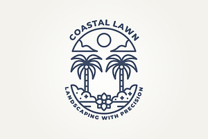 coastal lawn line art badge logo, a Branding & Logo Template by Blazybone