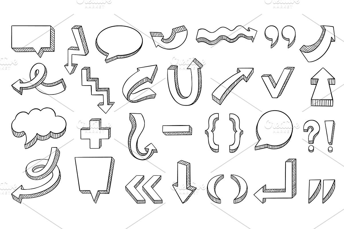 Hand drawn 3d elements. Doodle, an Object Illustration by Valerie Bodnar