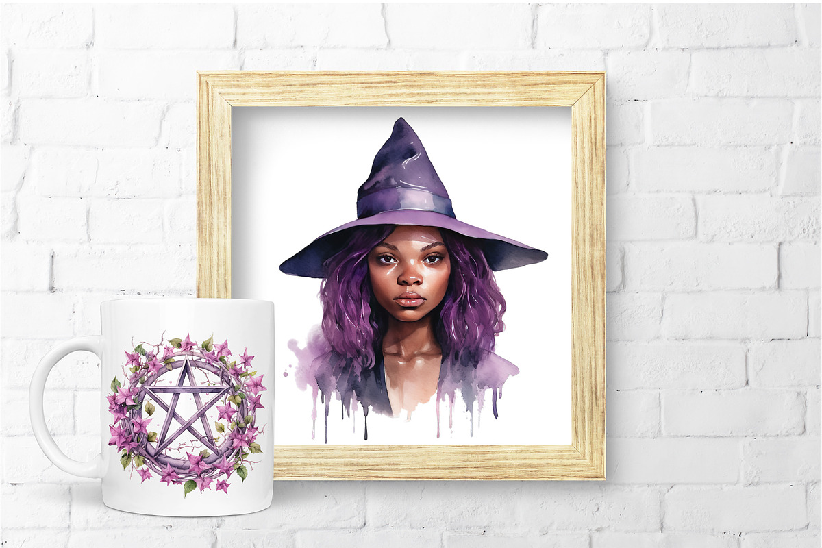 Purple Witch Clipart Bunde 12 PNG, a Decorative Illustration by Orange Brush Studio (Photo 4 of 4)