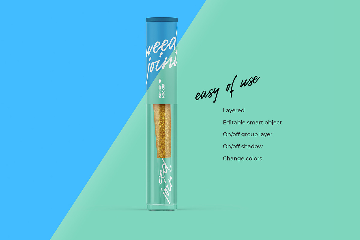 Weed Joint Pre-Roll Tube Mockup, a Product Mockup by easymock 2 (Photo 3 of 9)
