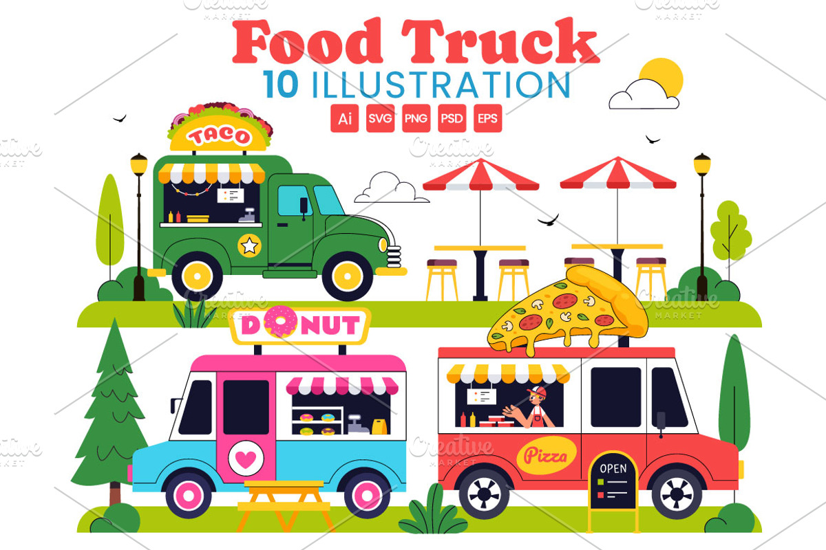 10 Food Truck Illustration, a Food Illustration by denayunebgt (Photo 1 of 4)
